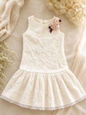 NWT Us Angels Ivory Floral Dress Sz 6 6x